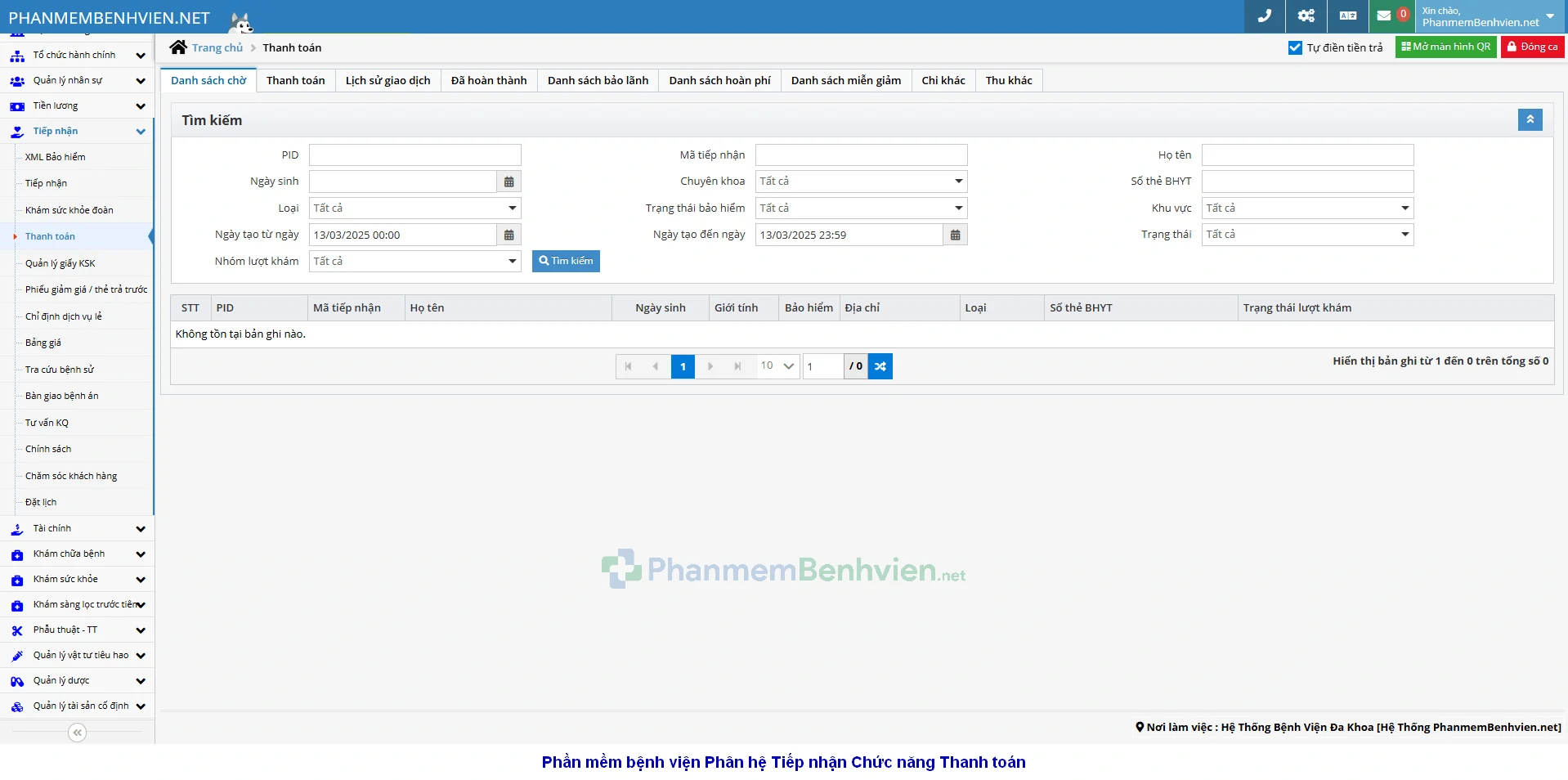 Giao diện màn hình thu ngân