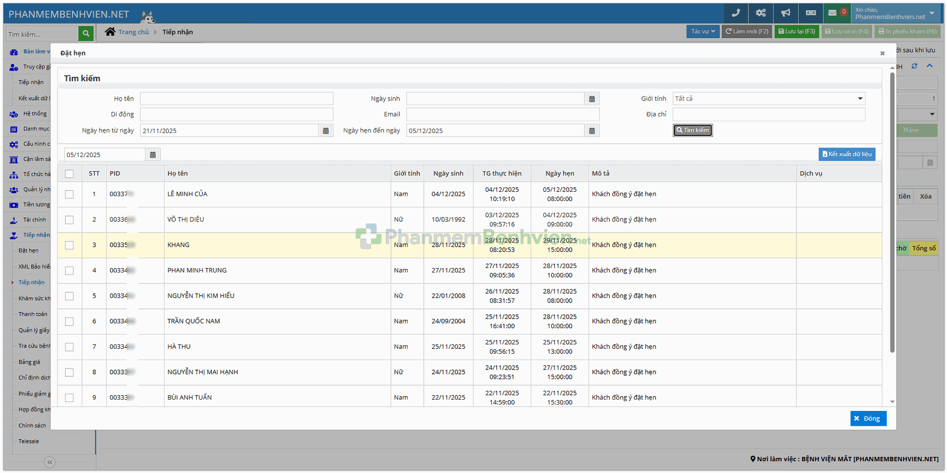 Đặt lịch hẹn theo chuyên khoa mắt